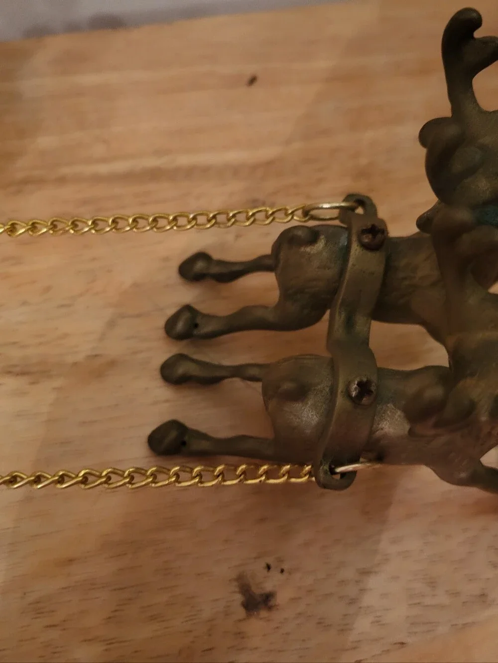 1960's Brass Reindeer & Sleigh Figurine 14”Long 3.25